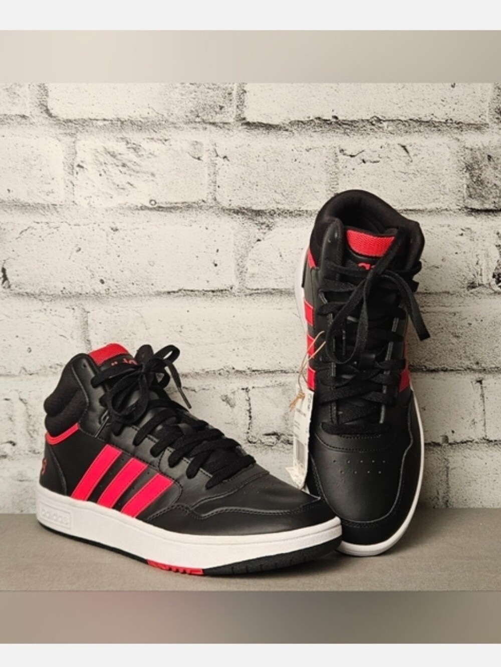 Adidas Hoops 3.0 Mid Basketball Sneakers Black Red Mens Size 10 NWT